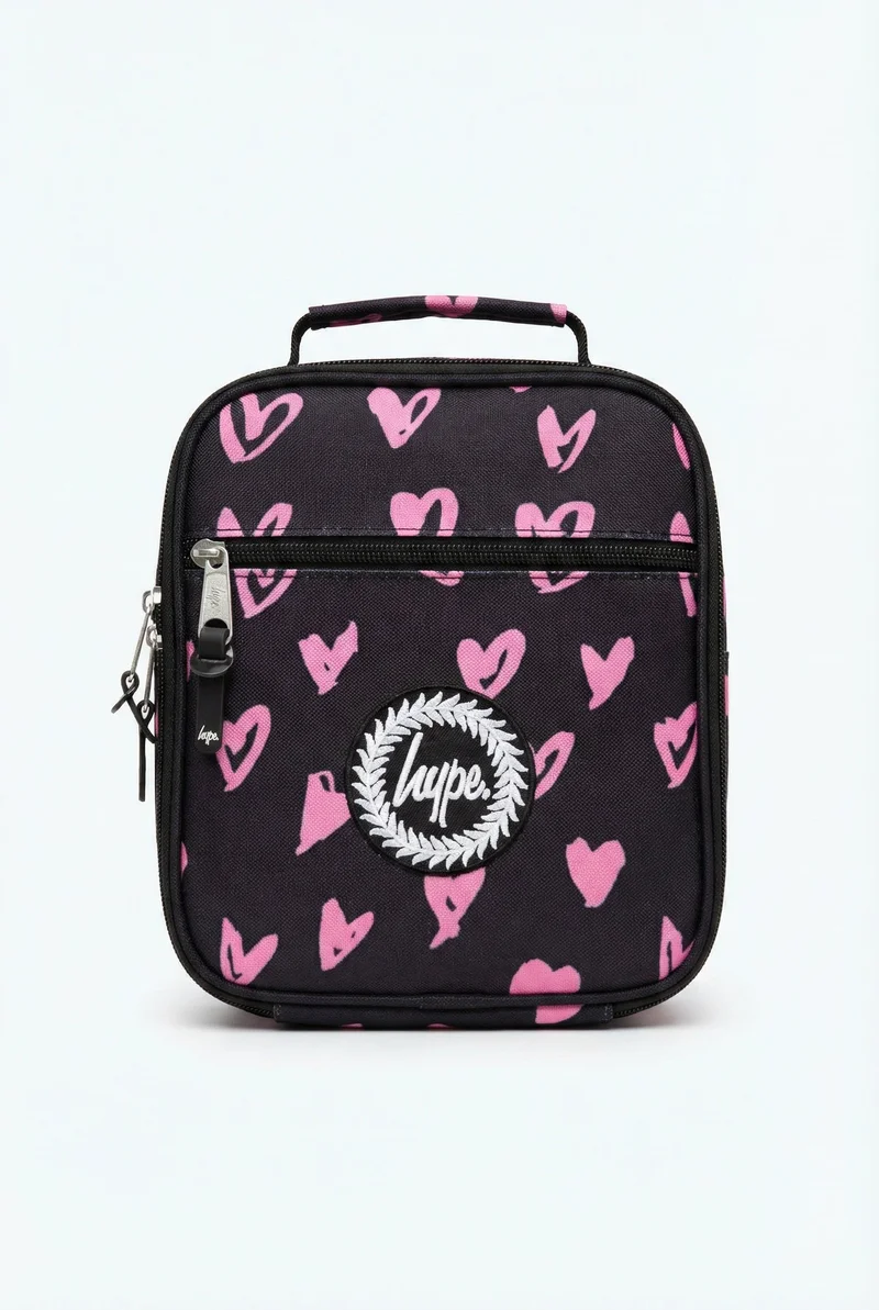 Just Hype HYPE Lunch Bag Black Pink Scribble Heart