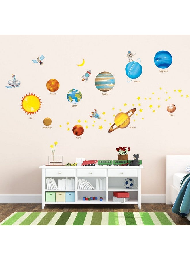 Decowall ملصقات حائط كواكب في الفضاء للأطفال Ds8-1307 ملصقات حائط قابلة للإزالة واللصق لغرفة الأطفال وغرفة النوم وغرفة المعيشة - Image 2