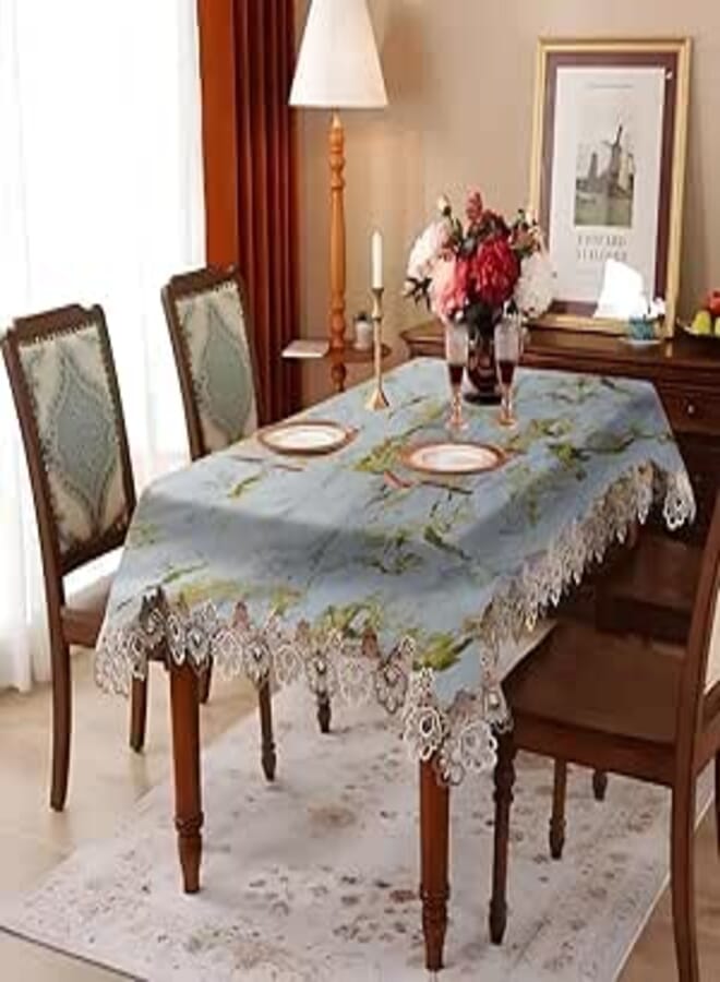 Generic Decorative Lace Tablecloth, Floral, 150 x 220 cm, Light Blue .flo