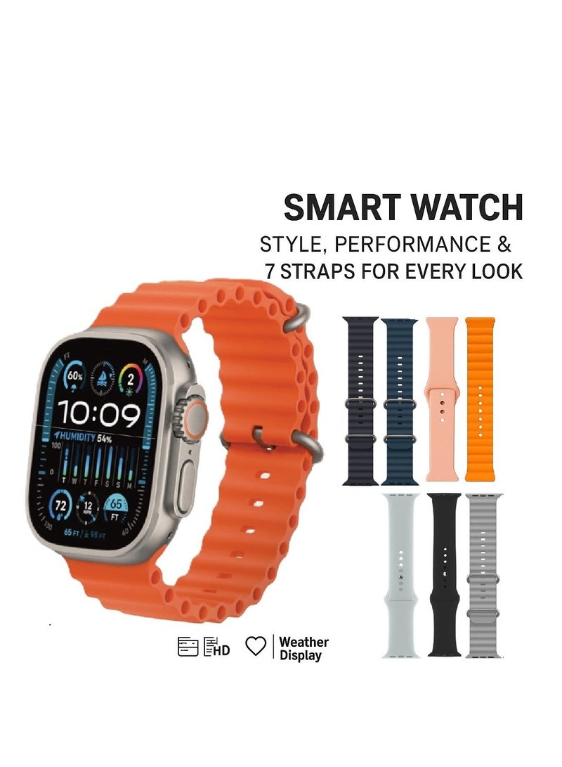 micro speed Smart Watch HW-67 ultra 7in1 AMOLED display With Health Fitness Tracker Sport Watch Supports 49MM-Black - Image 1