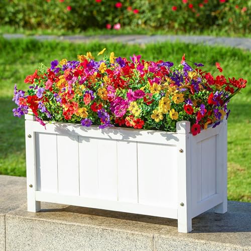 Alupssuc 24 Bundles Artificial Flowers for Outdoors Decoration, UV Resistant Silk Violet Faux Colorful Violet Eucalyptus Spring Fake Plants for Outside Indoor Yard Home Patio Porch Decor, Mix 4 Colors - Image 5