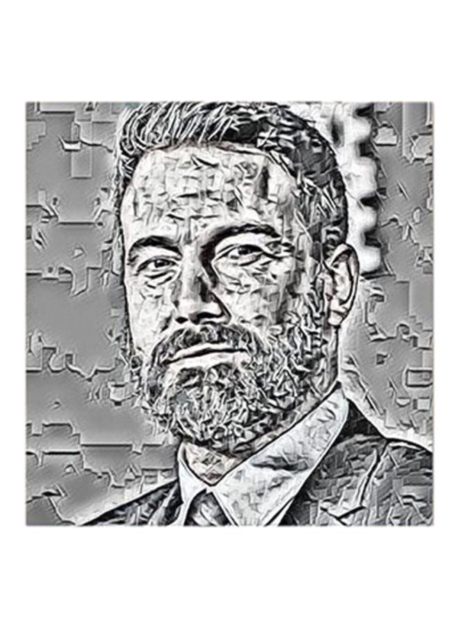 RYN Ben Affleck MDF Wall Painting Grey/White/Black 30x30centimeter - Image 1