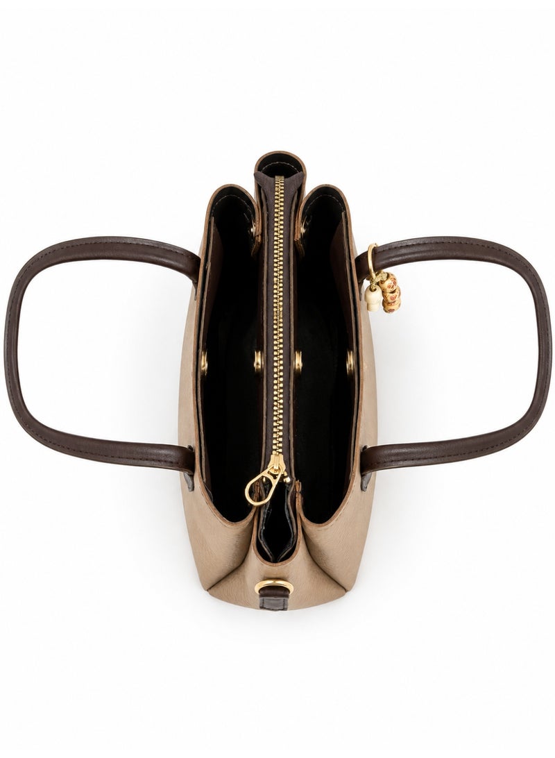 Kanaz Kharza Women’s Handbag with Elegant Beaded Charm – Stylish Leather Tote Bag with Top Handle & Detachable Shoulder Strap - Image 4