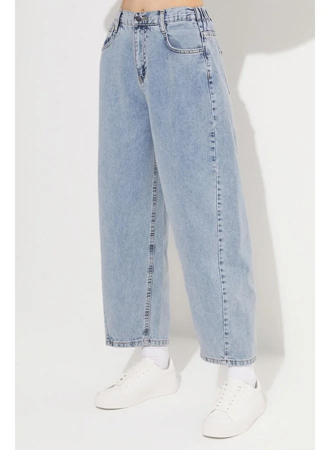 جون June Back Waist Elastic Jean Trouser Blue