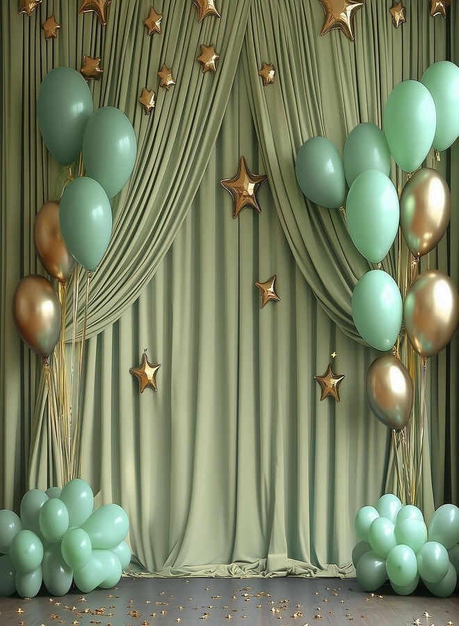 ESGOTBME 10x10ft Wrinkle Free Sage Green Backdrop Curtain for Parties Soft Fabric Drapes Wedding Curtain Backdrop for Birthday Party Decorations Background for Photography 5x10ft, 2 Panels - Image 5