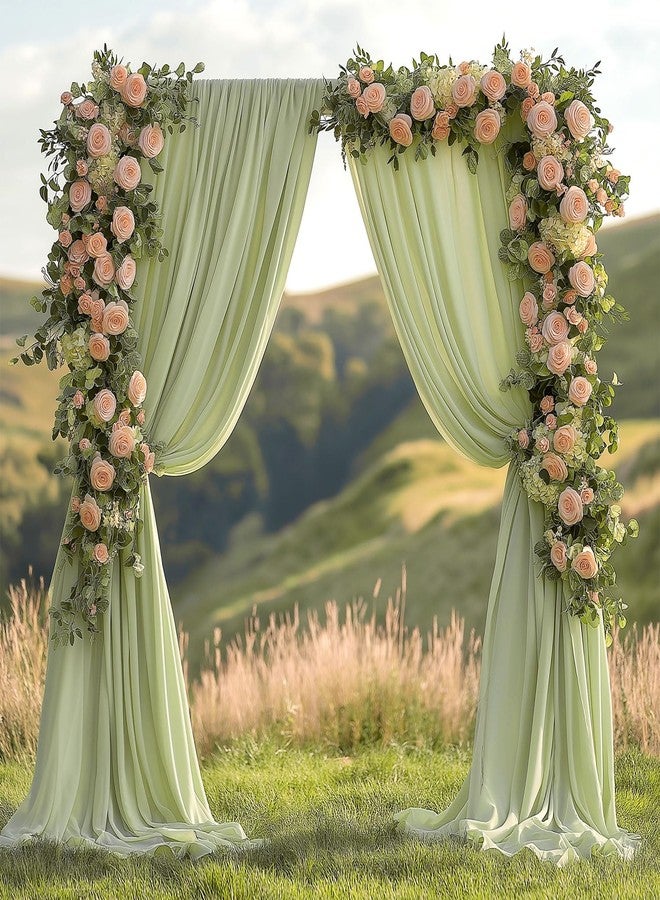 ESGOTBME 10x10ft Wrinkle Free Sage Green Backdrop Curtain for Parties Soft Fabric Drapes Wedding Curtain Backdrop for Birthday Party Decorations Background for Photography 5x10ft, 2 Panels - Image 1