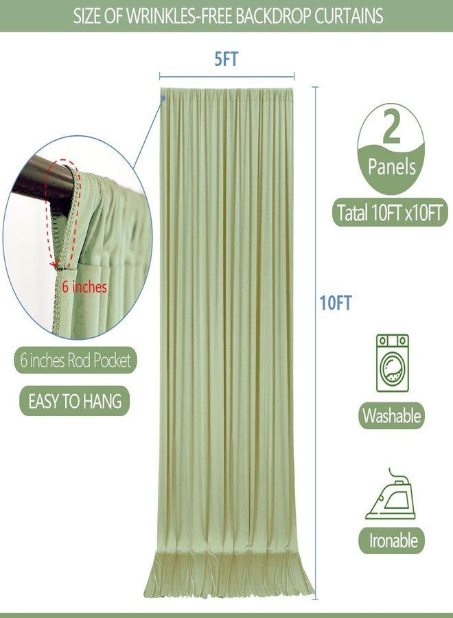 ESGOTBME 10x10ft Wrinkle Free Sage Green Backdrop Curtain for Parties Soft Fabric Drapes Wedding Curtain Backdrop for Birthday Party Decorations Background for Photography 5x10ft, 2 Panels - Image 3