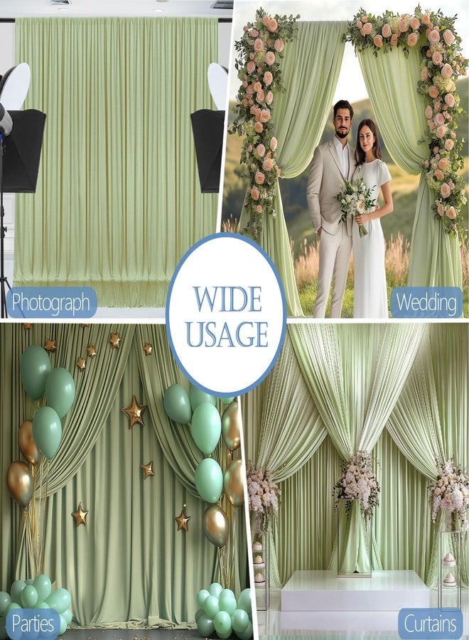 ESGOTBME 10x10ft Wrinkle Free Sage Green Backdrop Curtain for Parties Soft Fabric Drapes Wedding Curtain Backdrop for Birthday Party Decorations Background for Photography 5x10ft, 2 Panels - Image 4