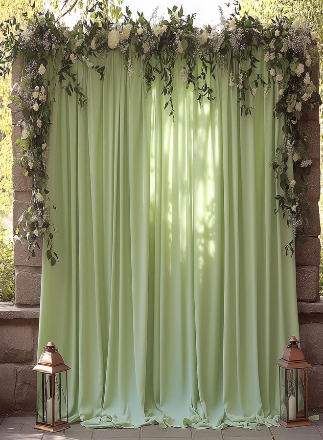 ESGOTBME 10x10ft Wrinkle Free Sage Green Backdrop Curtain for Parties Soft Fabric Drapes Wedding Curtain Backdrop for Birthday Party Decorations Background for Photography 5x10ft, 2 Panels - Image 2