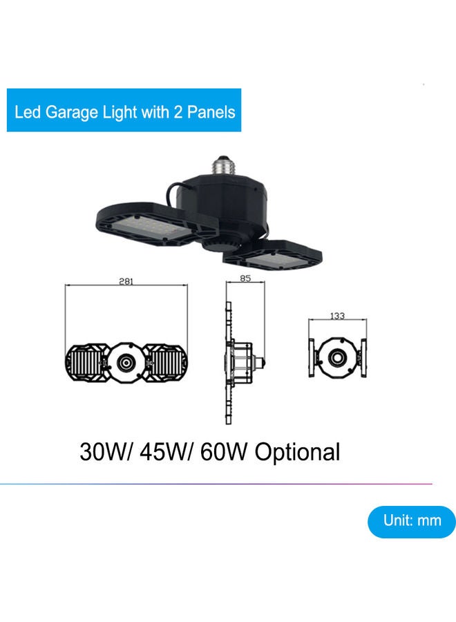 Loquat 45 Led Garage Lights Deformable Folding Adjustable Ceiling Lamp Black 16.5 x 11.5 x 14.5centimeter - Image 4