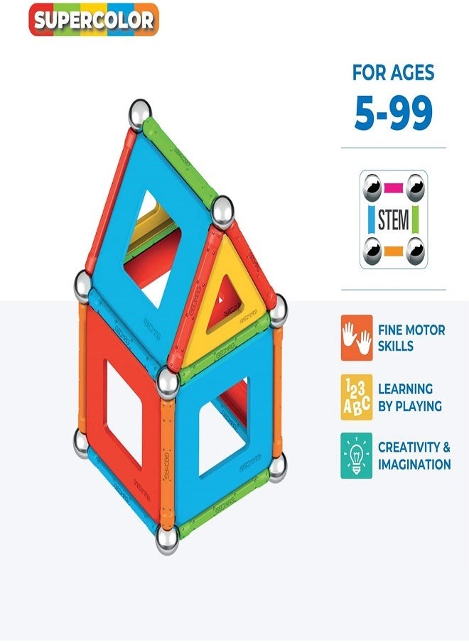 Magnetic Magnetic Toys Colored Tiles 52-Piece Building Set for Kids Ages 5 to 99 | STEM & STEAM Authenticated Educational Toy  - Image 3