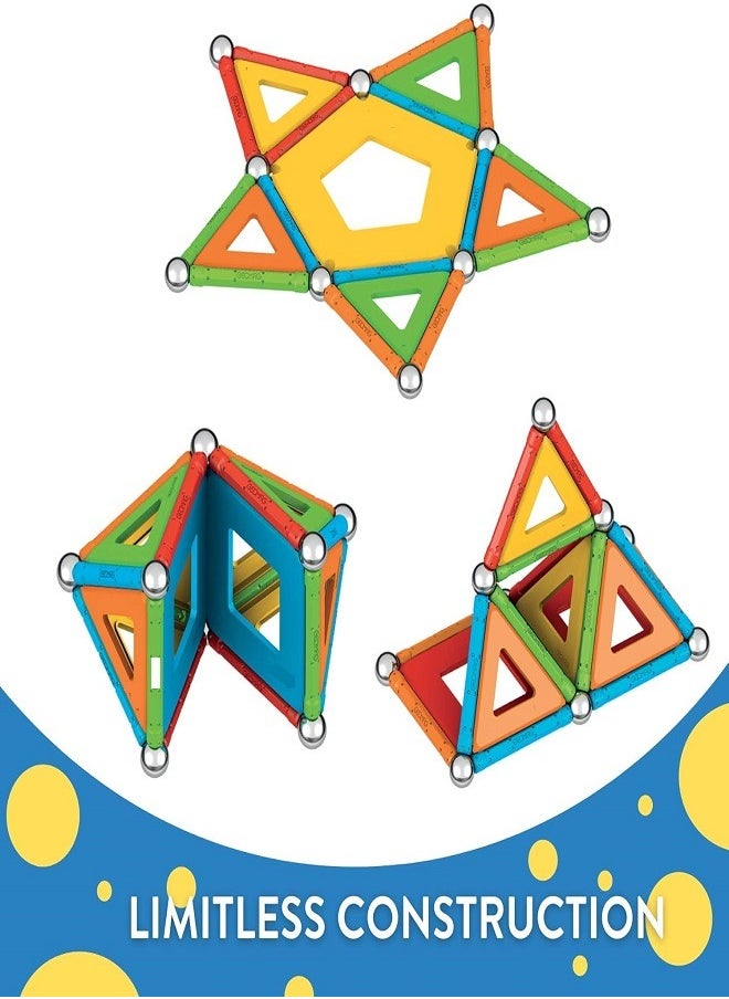 Magnetic Magnetic Toys Colored Tiles 52-Piece Building Set for Kids Ages 5 to 99 | STEM & STEAM Authenticated Educational Toy  - Image 4