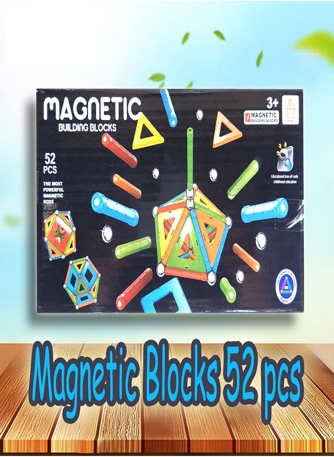 Magnetic - Magnetic Toys Colored Tiles 52-Piece Building Set for Kids Ages 5 to 99 | STEM & STEAM Authenticated Educational Toy - Image 1
