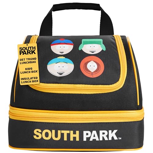 Get Trend South Park Lunch Box Insulated with Two Compartments for Adults Travel Picnic Beach Snacks Cooler Sack (Black South Park) - Image 1