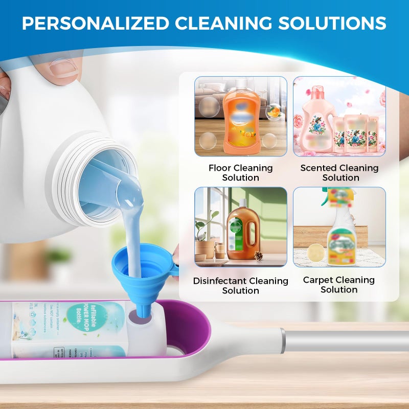 AnDongo Refillable Bottle for SwifferÂ® Power Mopâ„¢ - 720 ML/24 FL OZ - Leak-Proof HDPE Material Solution Bottle, 1 Empty Bottle + 6 Silicone Pads + 1 Foldable Funnel - Image 4