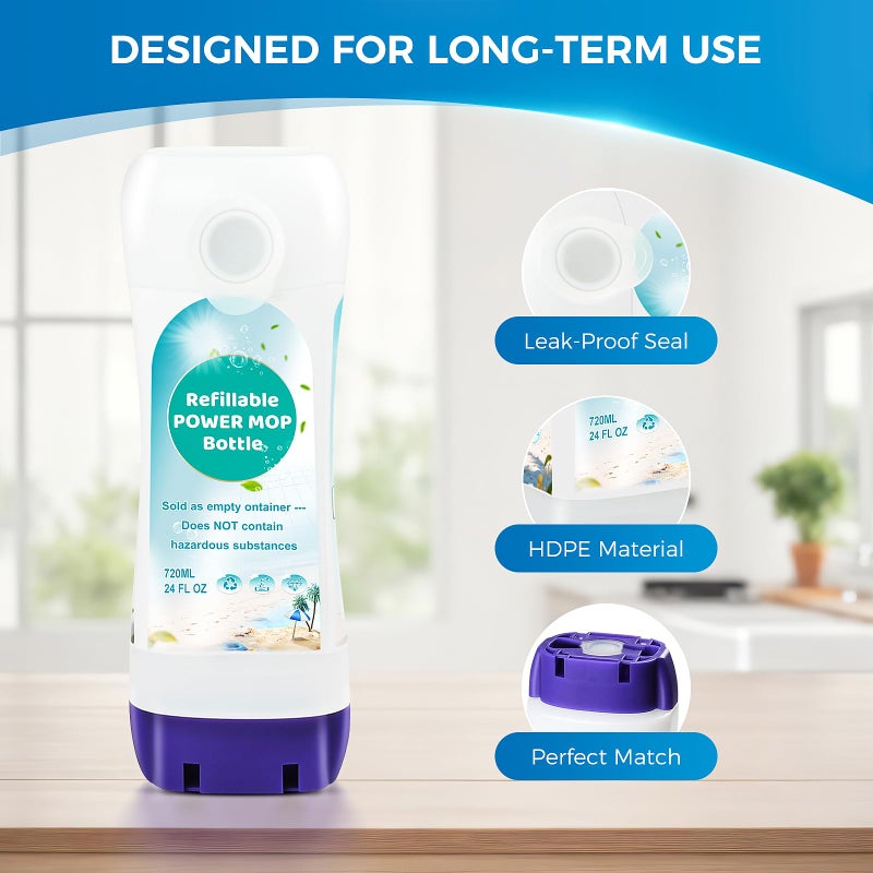 AnDongo Refillable Bottle for SwifferÂ® Power Mopâ„¢ - 720 ML/24 FL OZ - Leak-Proof HDPE Material Solution Bottle, 1 Empty Bottle + 6 Silicone Pads + 1 Foldable Funnel - Image 3