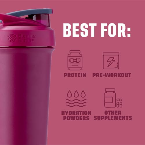 BlenderBottle Sport Sleek Insulated Stainless Steel Shaker Bottle with Wire Whisk, 25-Ounce, Raspberry – Protein Shakes & Hydration for Athletes & Fitness Enthusiasts, Easy Mixing, Slim Easy to Hold, Keeps Drinks Cold, Lockable Lid - Image 4