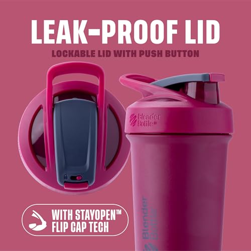 BlenderBottle Sport Sleek Insulated Stainless Steel Shaker Bottle with Wire Whisk, 25-Ounce, Raspberry – Protein Shakes & Hydration for Athletes & Fitness Enthusiasts, Easy Mixing, Slim Easy to Hold, Keeps Drinks Cold, Lockable Lid - Image 2