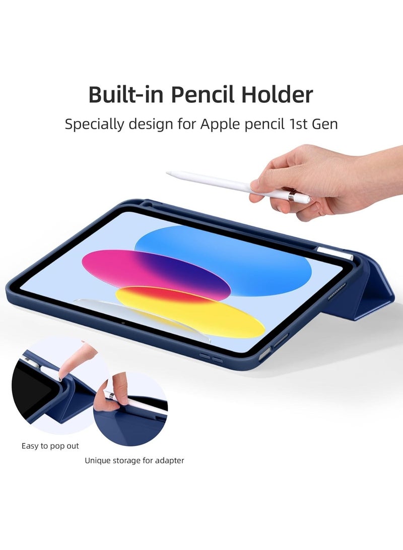 جراب لجهاز iPad (A16) الجيل الحادي عشر 11 بوصة 2025، جراب لجهاز iPad الجيل العاشر 2022 10.9 بوصة مع حامل قلم، غطاء خلفي ناعم من مادة TPU، غطاء حماية ذكي ثلاثي الطيات، خاصية التشغيل/الإيقاف التلقائي - Image 2