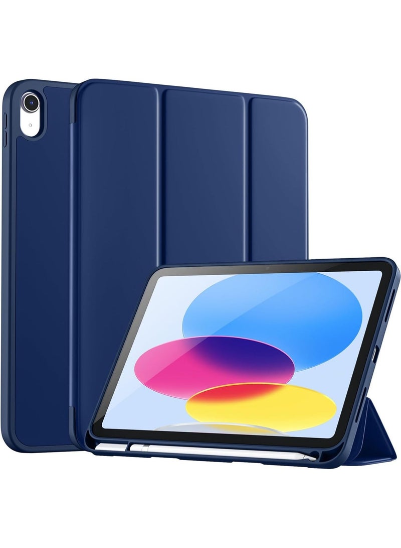 جراب لجهاز iPad (A16) الجيل الحادي عشر 11 بوصة 2025، جراب لجهاز iPad الجيل العاشر 2022 10.9 بوصة مع حامل قلم، غطاء خلفي ناعم من مادة TPU، غطاء حماية ذكي ثلاثي الطيات، خاصية التشغيل/الإيقاف التلقائي - Image 1