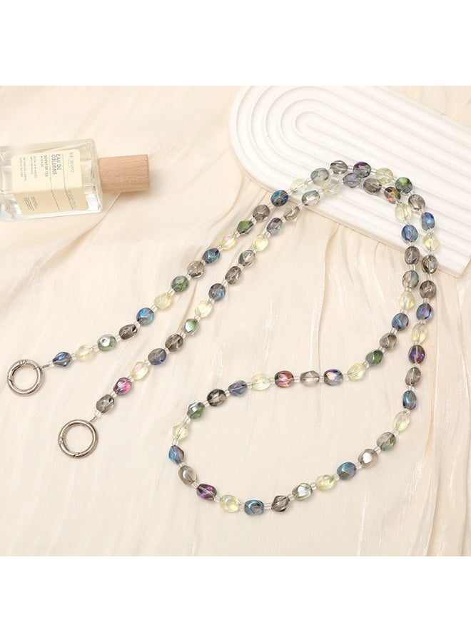 NIBEMINENT Beaded Phone Lanyard, Anti Lost Removable Wrist Strap,Crystal Bracelet Pendant, Phone Keychain Lanyard,K2139/Bicolor
