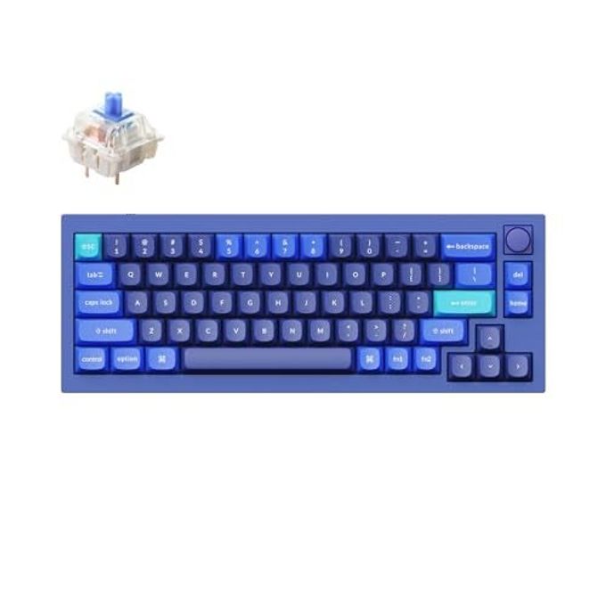 Keychron Q2 Wired 65% Layout Mechanical Keyboard With Knob & Rgb Hot-Swappable Gateron G Pro Blue Switch, Qmk/Via Programmable, Double Gasket Mount, Aluminum Body For Mac/Windows/Linux (Blue) - Image 1