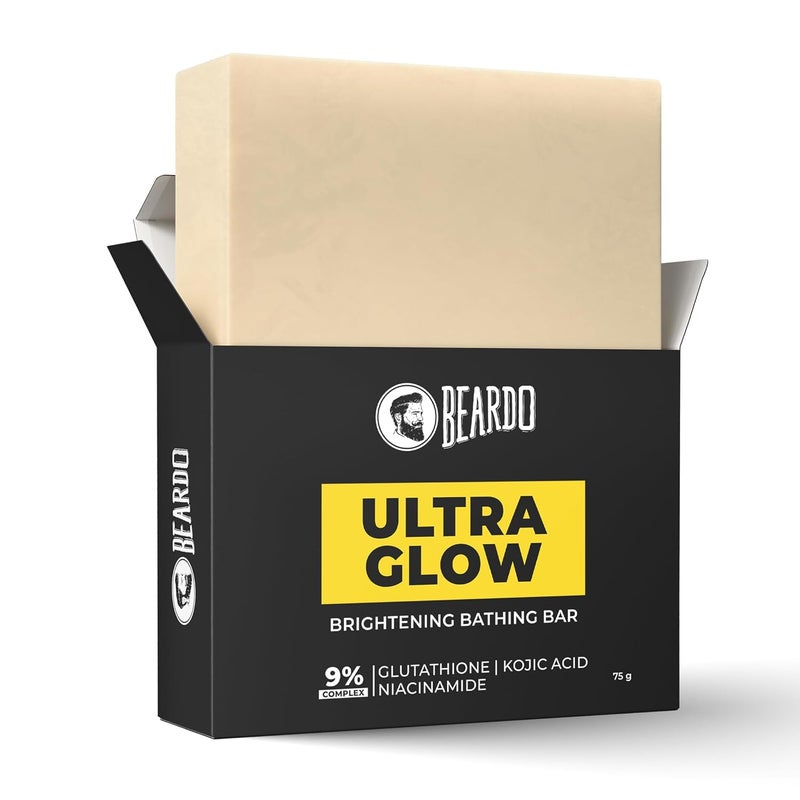 BEARDO Beardo Ultraglow Brightening Bathing Bar 9 complex glutathione niacinamide kojic acid Skin Brightening Soap Whitening Soap for men Dermatologically Tested 75g X Pack of 1 - Image 1