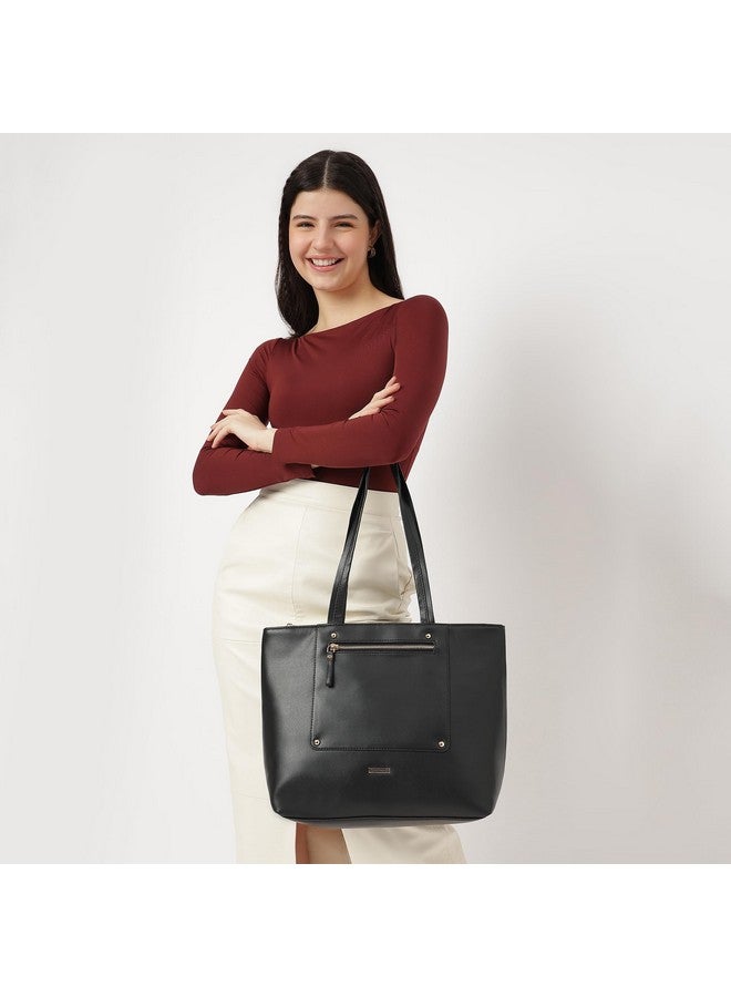 Fastrack Solid Shoulder Bag For Women, Girls and Ladies | with Unique Quick Access Pocket | Made of Premium Faux Leather | Ladies Purse Handbag, Black - Image 2