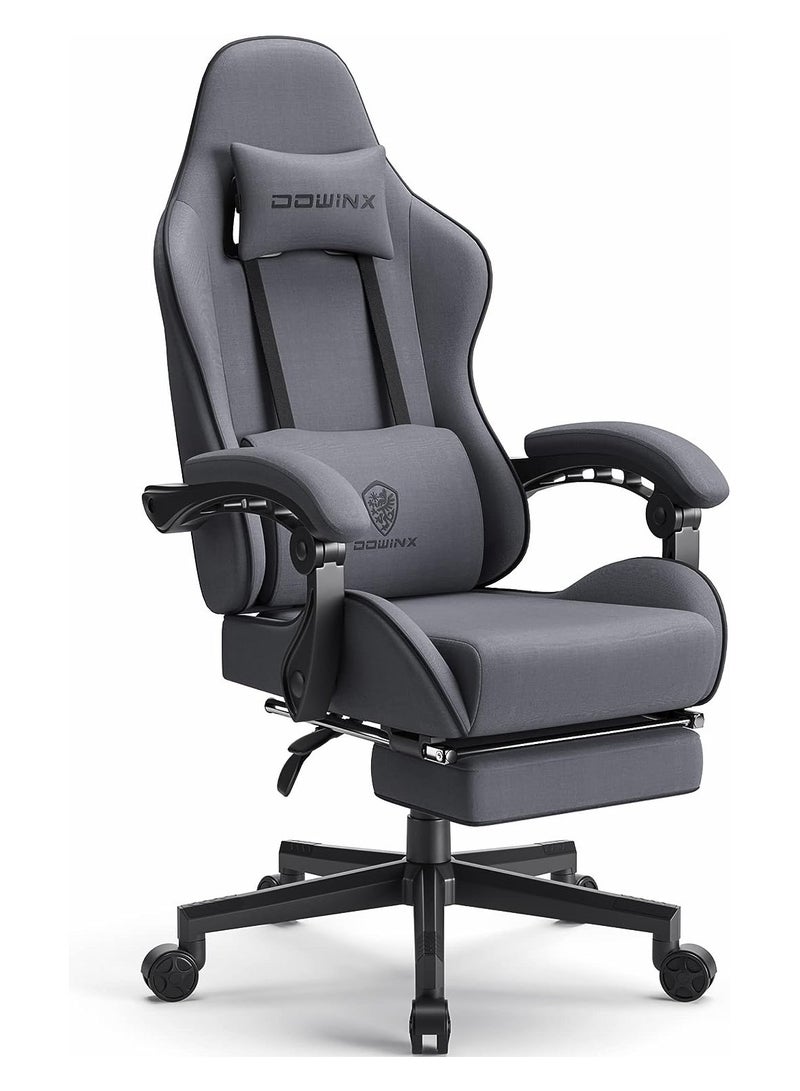 Mahmayi Dowinx Gaming Chair, Computer Chair PC Chair with Massage Lumbar Support, Ergonomic Chair with Footrest (Grey) - Image 1