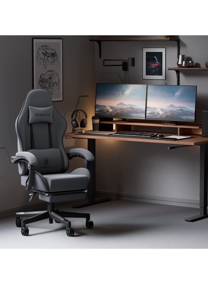 Mahmayi Dowinx Gaming Chair, Computer Chair PC Chair with Massage Lumbar Support, Ergonomic Chair with Footrest (Grey) - Image 2