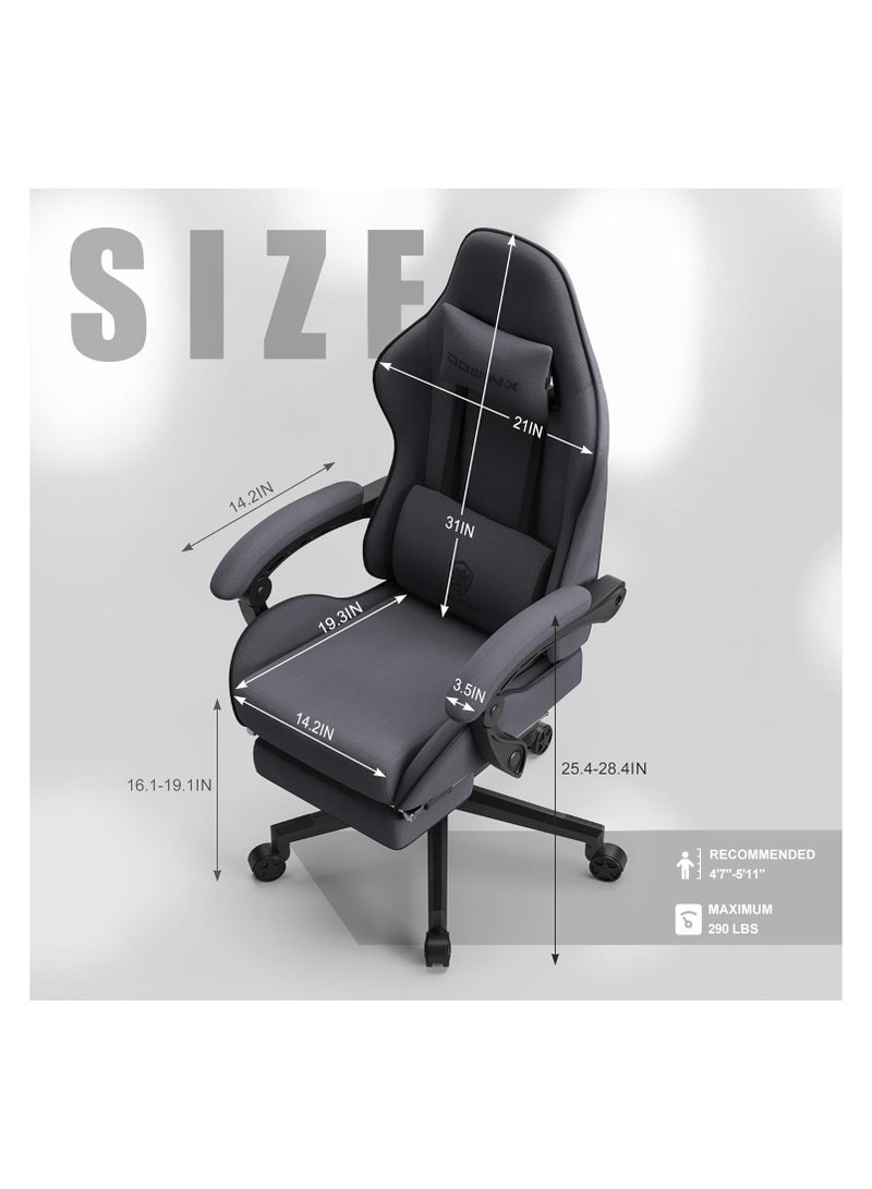 Mahmayi Dowinx Gaming Chair, Computer Chair PC Chair with Massage Lumbar Support, Ergonomic Chair with Footrest (Grey) - Image 3
