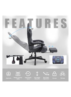 Mahmayi Dowinx Gaming Chair, Computer Chair PC Chair with Massage Lumbar Support, Ergonomic Chair with Footrest (Grey) - pzsku/Z7A57DC78857BBD291C60Z/45/_/1715761145/c6ec859d-6537-4fb2-97b6-02614b5ea3e2