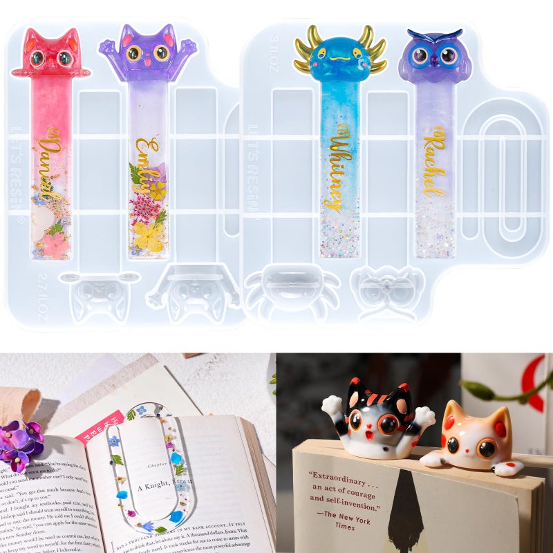 LET'S RESIN Bookmark Resin Molds, Cute UV Resin Bookmark Molds with Paperclip Pattern 3mm Thin,Bookmarks Silicone Molds for Epoxy Resin Crafts,Gifts for Book Lovers - Image 1