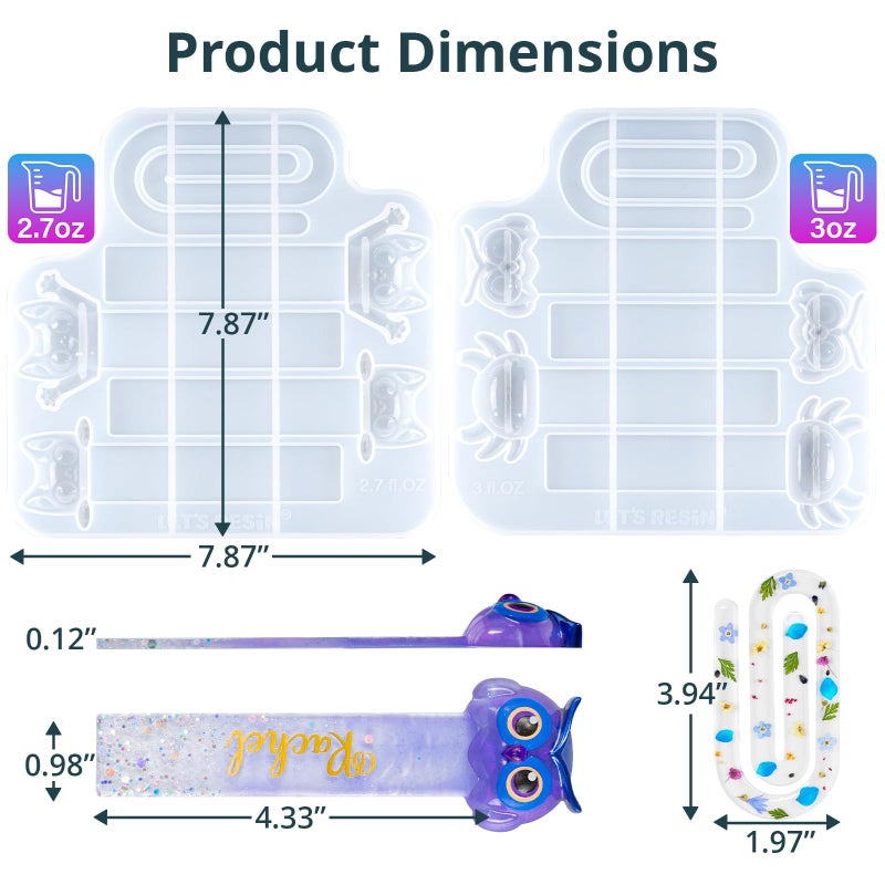 LET'S RESIN Bookmark Resin Molds, Cute UV Resin Bookmark Molds with Paperclip Pattern 3mm Thin,Bookmarks Silicone Molds for Epoxy Resin Crafts,Gifts for Book Lovers - Image 2