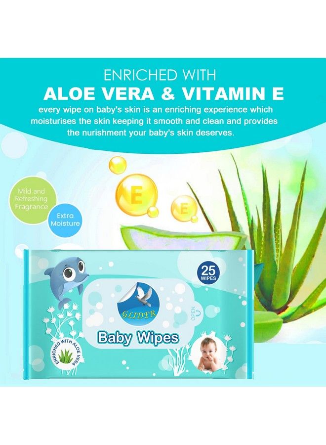 GLIDER [ New Launch ] Glider Baby Wipes ; 25 Wipes Pack ; Soft And Thick With 98% Water ; Aloe Vera & Vitamin E ; (Pack Of 6 (150 Wipes) - Image 3