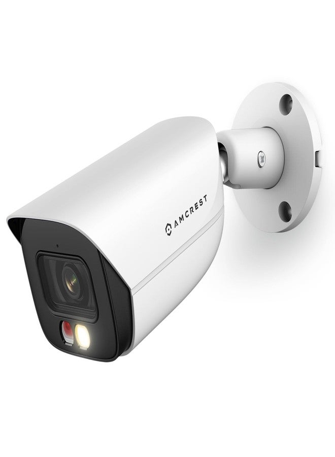 Amcrest 5MP IP PoE AI Camera w/ 49ft Color Night Vision, Security Outdoor Bullet Camera, Built-in Microphone, Human & Vehicle Detection, Active Deterrent, 129° FOV, 5MP@20fps IP5M-B1276EW-AI (White) - Image 1