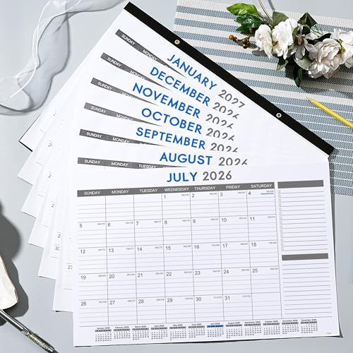 Tersus 2026-2027 Desk Calendar - July 2026 - Dec 2027, 18 Months Calendar Pad with Black Corner Protectors, 17" x 12", Large Ruled Blocks, Large Office Desk Top Calendar - Image 2