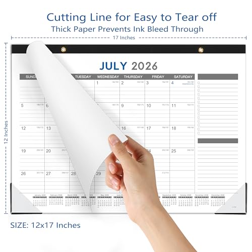 Tersus 2026-2027 Desk Calendar - July 2026 - Dec 2027, 18 Months Calendar Pad with Black Corner Protectors, 17" x 12", Large Ruled Blocks, Large Office Desk Top Calendar - Image 3