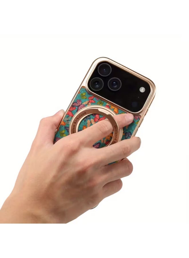 Temu Fashion Vintage Floral Design Phone Case, 360 Degree Rotating Base Full Protection Cover. Shockproof Scratch Resistant Compatible with iPhone 17 Pro - Image 1