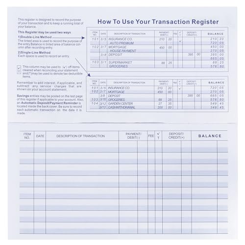 Casmonal 20 Pack Checkbook Register Check Registers for Personal Blank Ledger Transaction Registers for Personal or Business Bank Check Register Book for Checking and Saving Account Deposit and Credit Card - Image 3