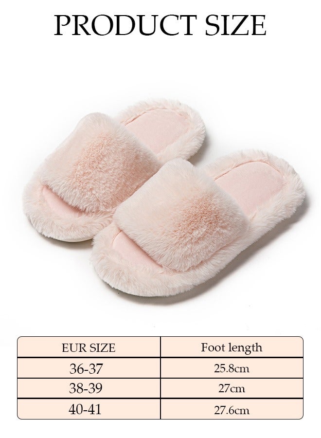 DUNISO Women's Fuzzy Slippers Comfy Plush House Slippers for Indoor Outdoor Fluffy Open Toe Warm Breathable Anti-skid Sole Gift Slippers for Women and Girls - Image 2