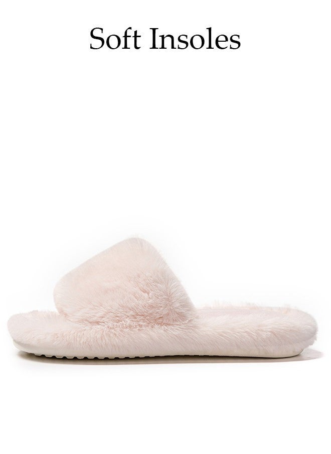 DUNISO Women's Fuzzy Slippers Comfy Plush House Slippers for Indoor Outdoor Fluffy Open Toe Warm Breathable Anti-skid Sole Gift Slippers for Women and Girls - Image 1
