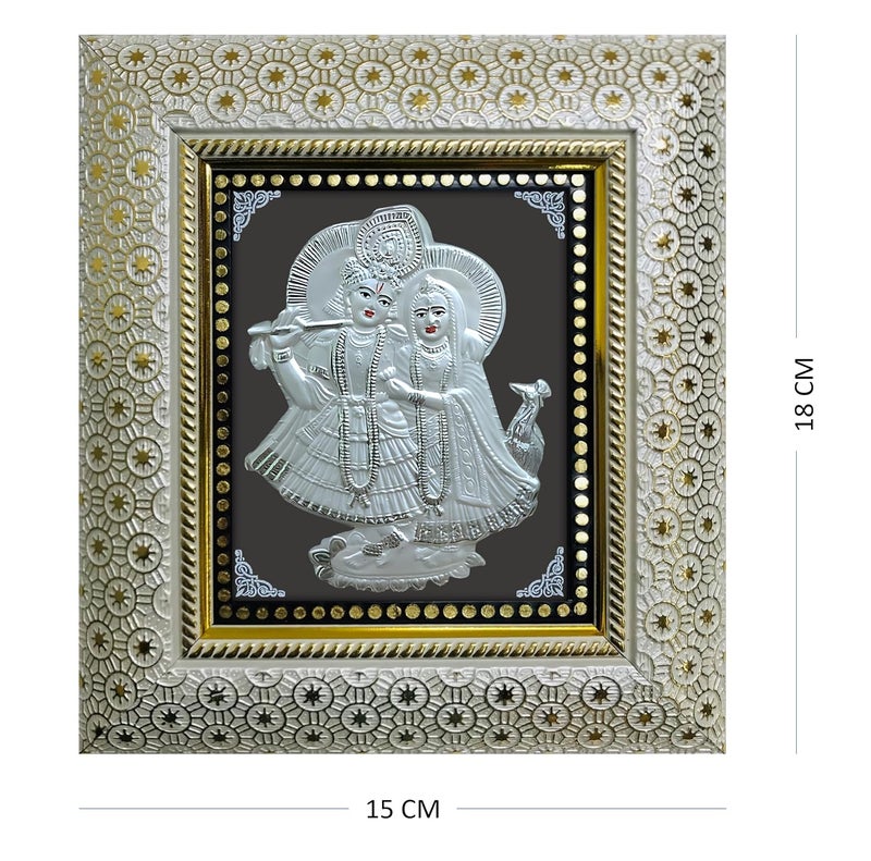 ARTSMINE إطار رادها كريشنا من الفضة النقية 999 من ARTSMINE لغرفة العبادة هدية زفاف هدية للشركات بحجم 20 22 سم شهادة نقاء وقيمة إعادة بيع ديكور منزلي حرف يدوي - Image 2