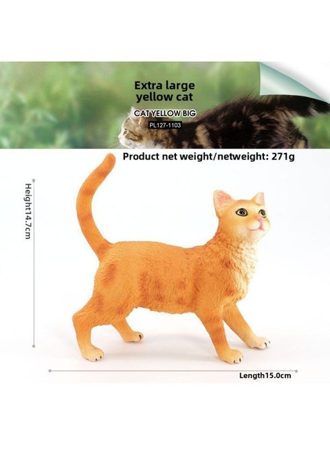 Children's Simulation Animal Model Pet Cat Black And White Cat Persian Cat Siamese Cat Yin And Yang Eye Cat Cognitive Toy Ornaments-Color:PL127-1103 Oversized Yellow Cat