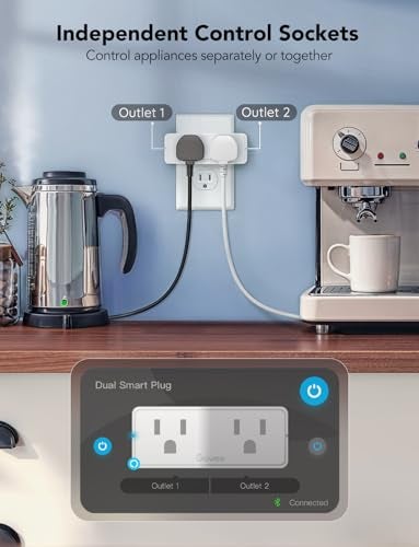 Govee Dual Smart Plug 4 Pack, 15A WiFi Bluetooth Outlet, Work with Alexa and Google Assistant, 2-in-1 Compact Design, Govee Home App Control Remotely with No Hub Required, Timer, FCC and ETL Certified - Image 4