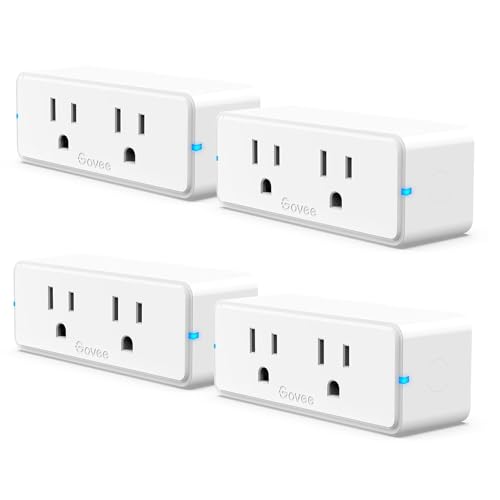 Govee Dual Smart Plug 4 Pack, 15A WiFi Bluetooth Outlet, Work with Alexa and Google Assistant, 2-in-1 Compact Design, Govee Home App Control Remotely with No Hub Required, Timer, FCC and ETL Certified - Image 1