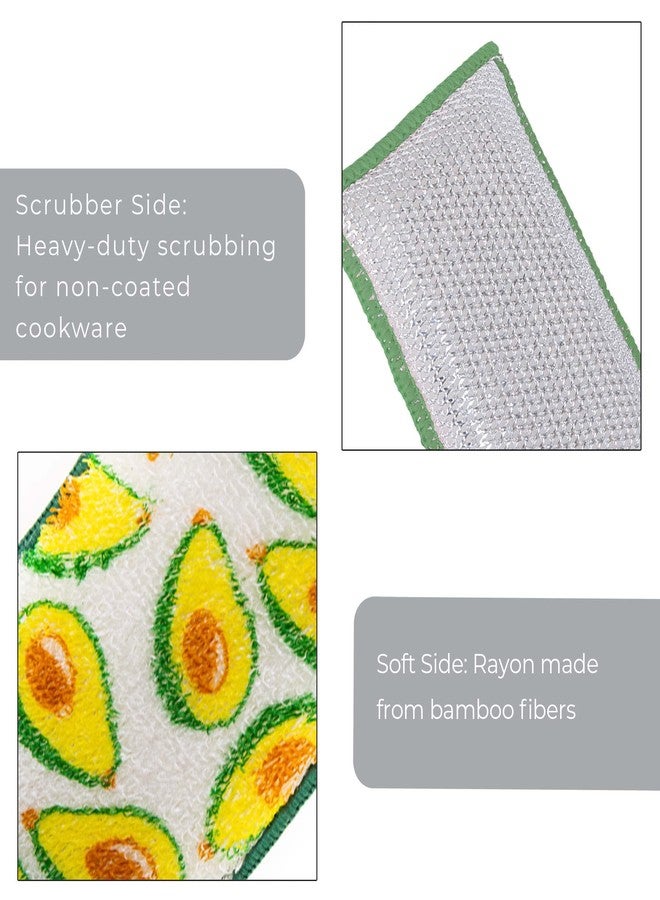 Smart Design Heavy Duty Scrub Sponge with Bamboo Odorless Rayon Fiber - Set of 9 - Ultra Absorbent - Soft & Metallic Scrub - Cleaning Dishes & Hard Stains - Kitchen - Pineapple, Citrus, Avocado Prints - Image 4