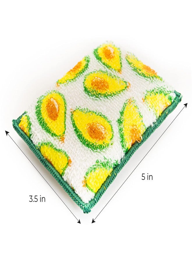 Smart Design Heavy Duty Scrub Sponge with Bamboo Odorless Rayon Fiber - Set of 9 - Ultra Absorbent - Soft & Metallic Scrub - Cleaning Dishes & Hard Stains - Kitchen - Pineapple, Citrus, Avocado Prints - Image 3
