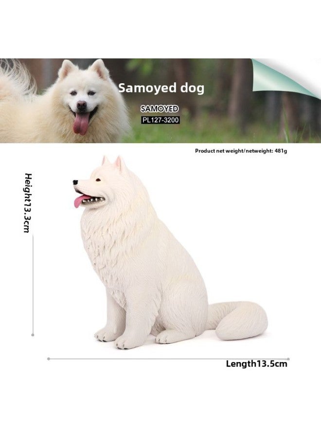Children's Simulation Solid Animal Model Chai Dog Golden Retriever Dog Lazy Cat Garfield White Mouse Pet Ornaments Toy-Color:127-3200 Samoyed Dog  - Image 1