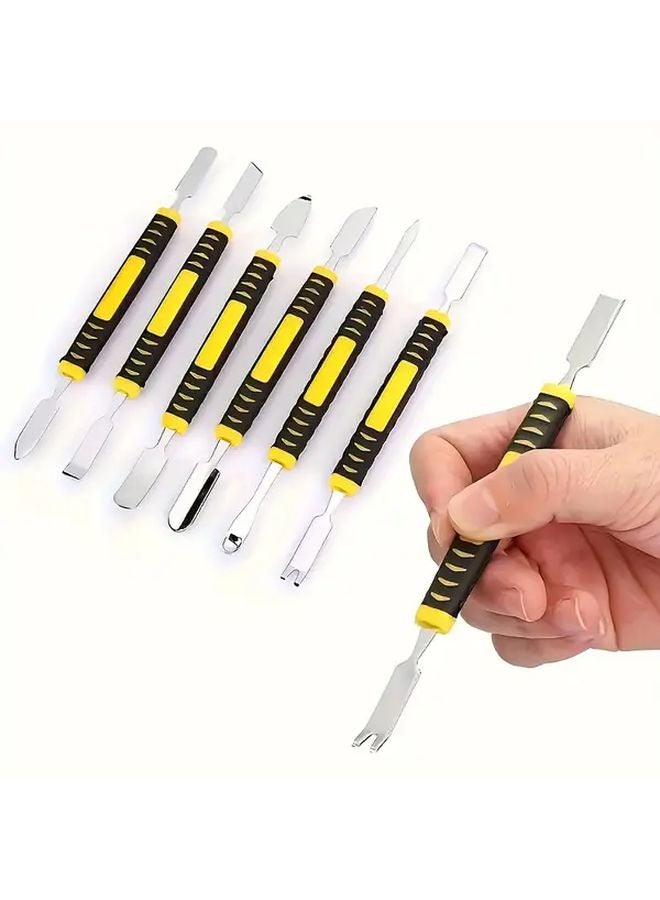 GOXAWEE 6pcs Heavy Duty Pry Bar Tool Kit Serrated Non Serrated Tips For Phone TV Appliance Repair - Image 1